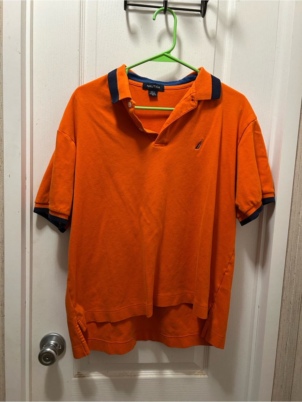 Nautica Bright Orange Polo with Navy Trim